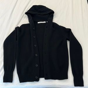 Uniqlo x Lemaire 100% Wool Black Cardigan with Hood Men Size XS